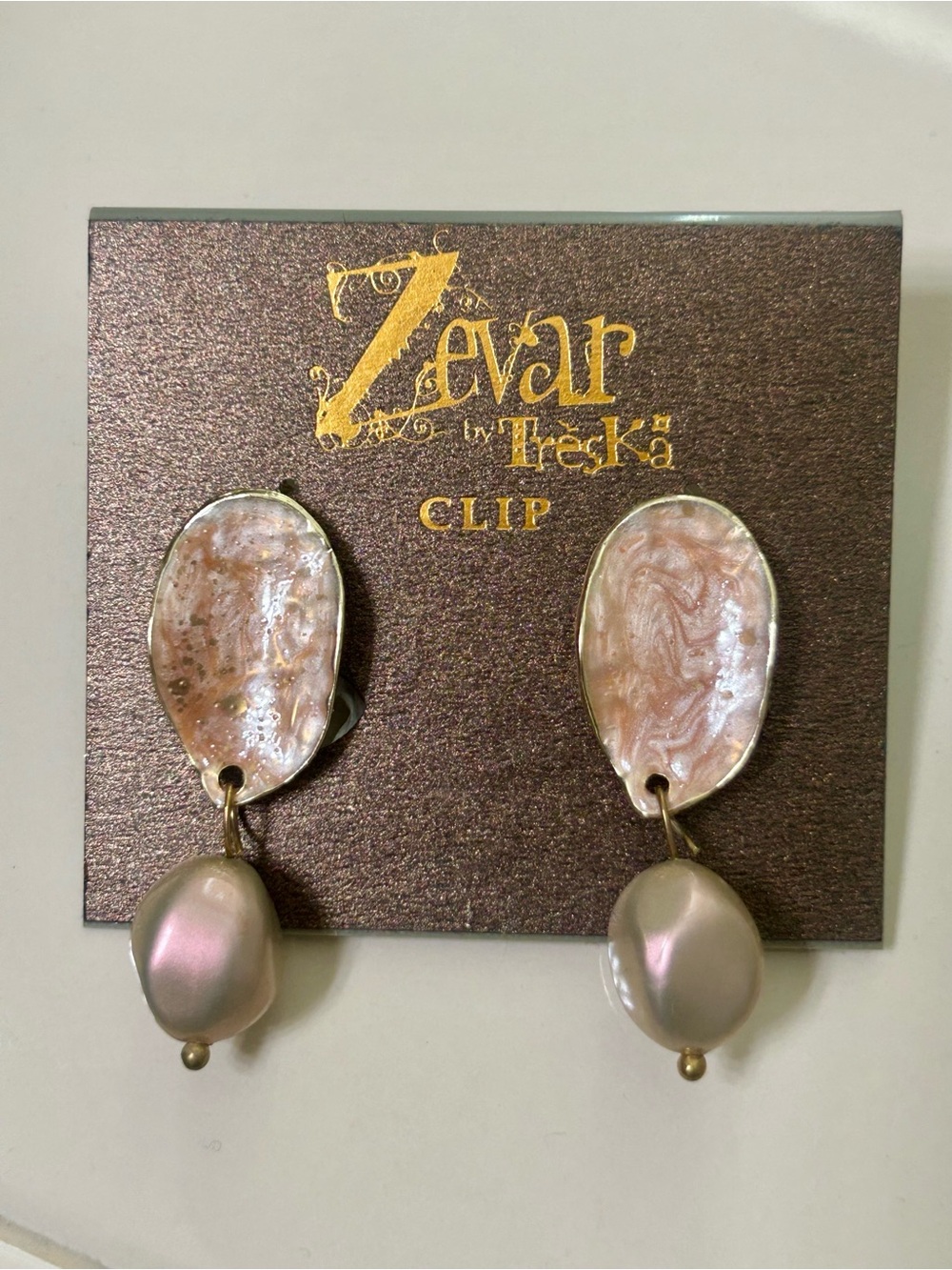 Zevar by Treska clip-on drop earrings NWT